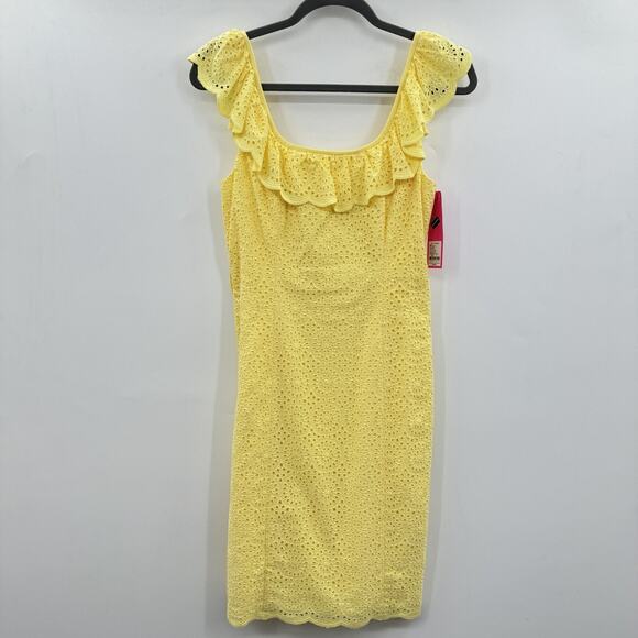 Lilly Pulitzer Dresses & Skirts - Lilly Pulitzer Ryann Eyelet Shift Dress Size 0 Yellow Ruffles Beachy Preppy NEW